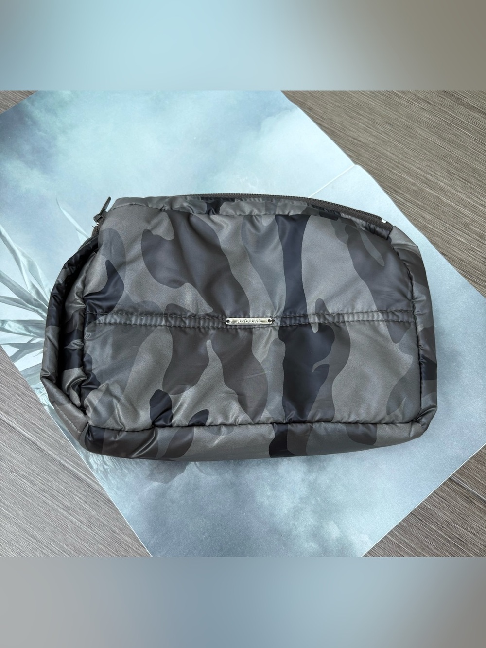 Anorak Quilted Puffer Down Camoflage Pouch/Cosmetic Bag